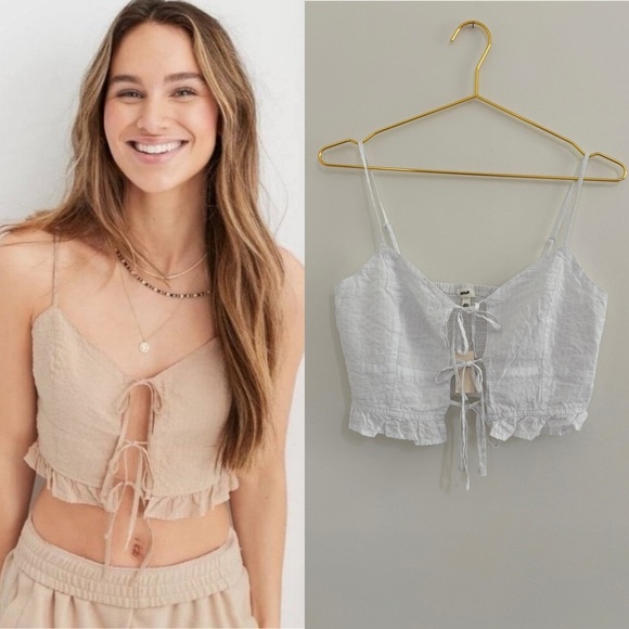 NEW Aerie Woven Lace Up Crop Top Size Small NWT - Picture 1 of 5